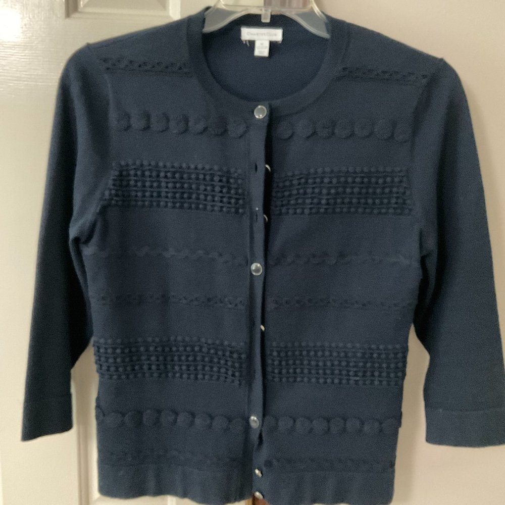 Charter Club Navy 3/4 sleeve button front sweater